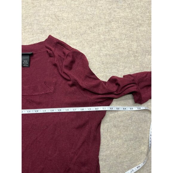 Lane Bryant Maroon Red Long Sleeve Knit Pullover Sweater Size 18/20 - Picture 6 of 7